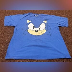Sonic The Hedgehog Shirt Adult Large Blue Ring Graphic Tee SEGA Video Game Men